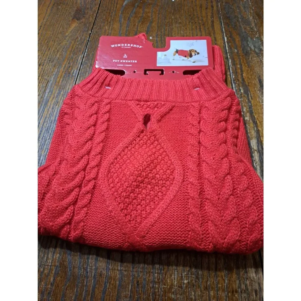 New Large Dog Up To 80lbs PJs and Cable Knit Sweater Red Blue White NWT